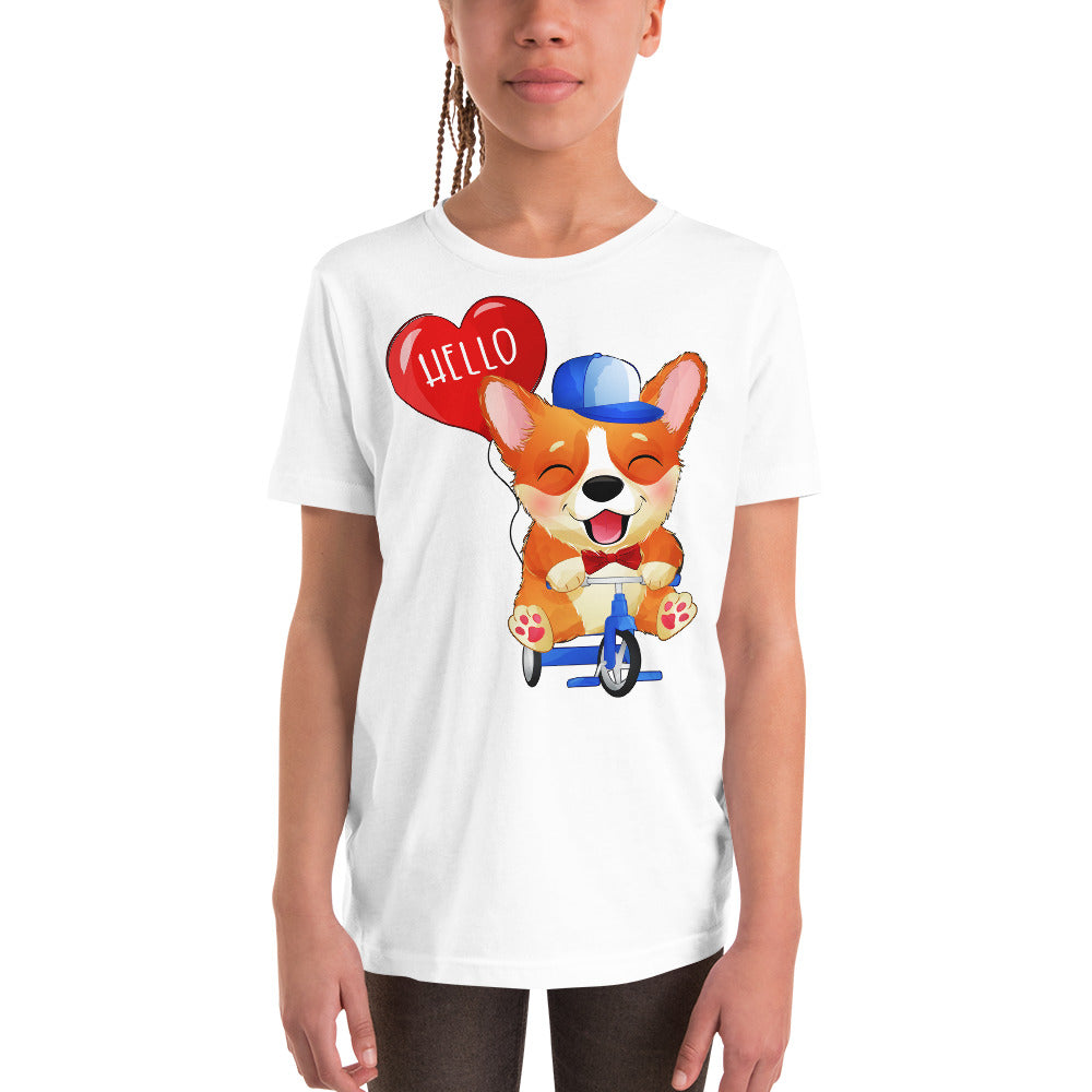 Happy Corgi Dog Riding Bicycle, T-shirts, No. 0057