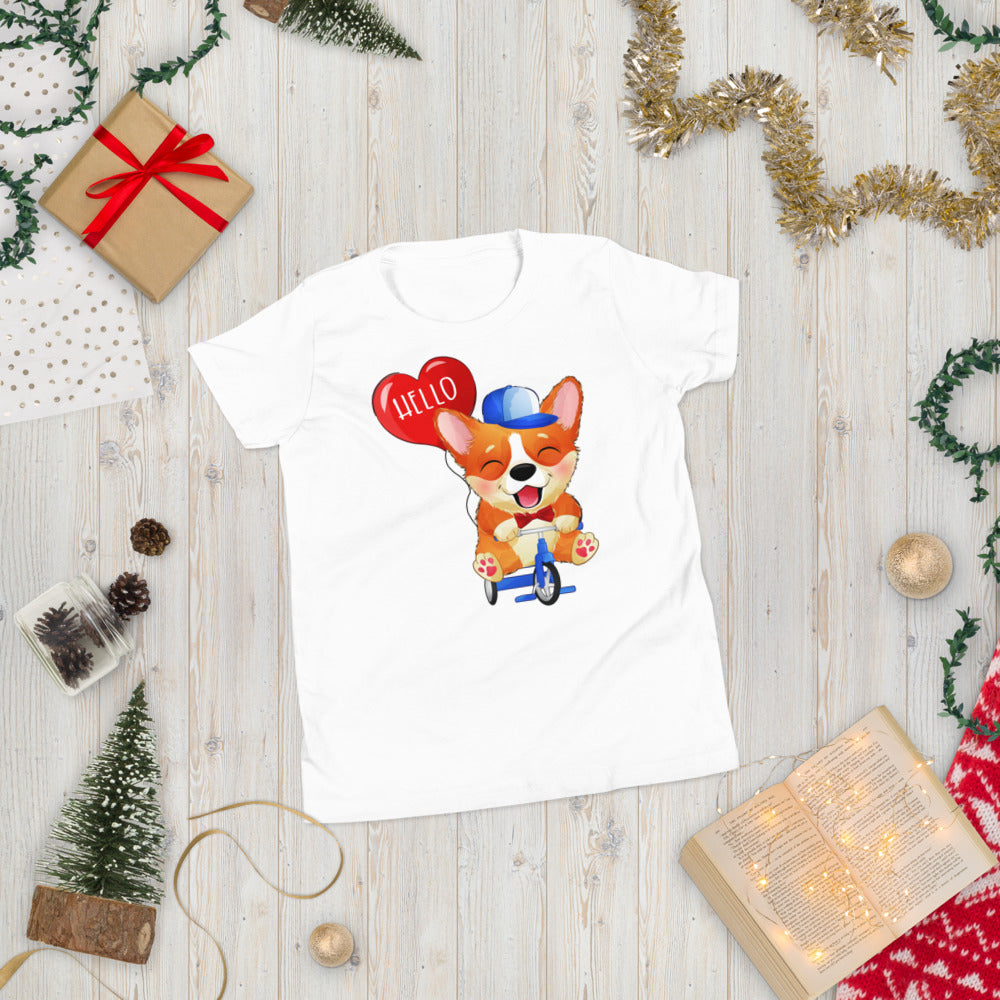 Happy Corgi Dog Riding Bicycle, T-shirts, No. 0057