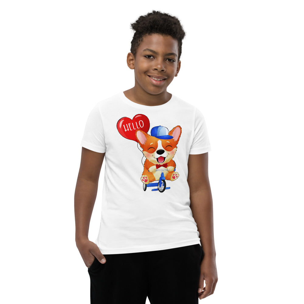 Happy Corgi Dog Riding Bicycle, T-shirts, No. 0057