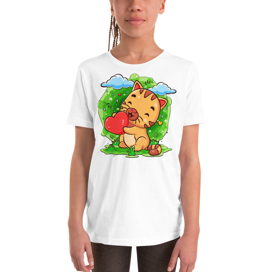 Happy Baby Cat Holding Heart, T-shirts, No. 0528