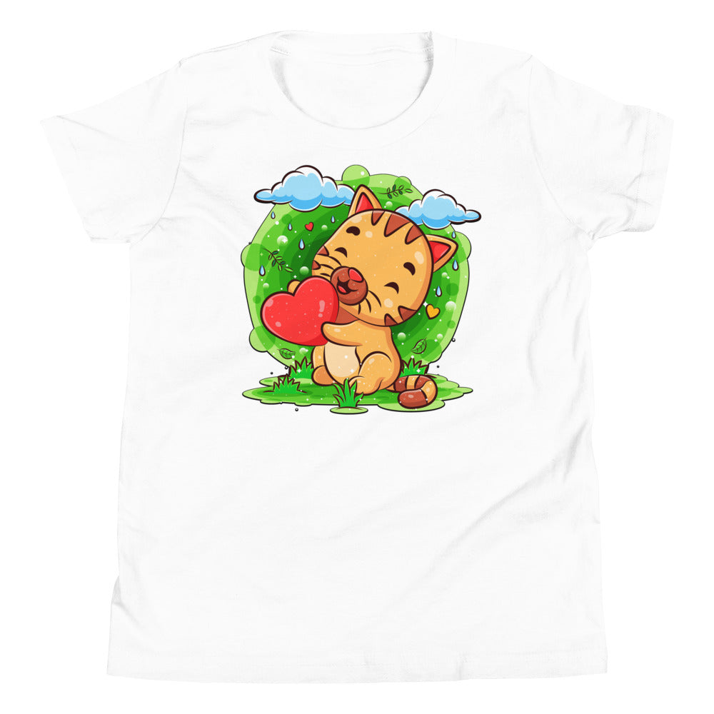 Happy Baby Cat Holding Heart, T-shirts, No. 0528