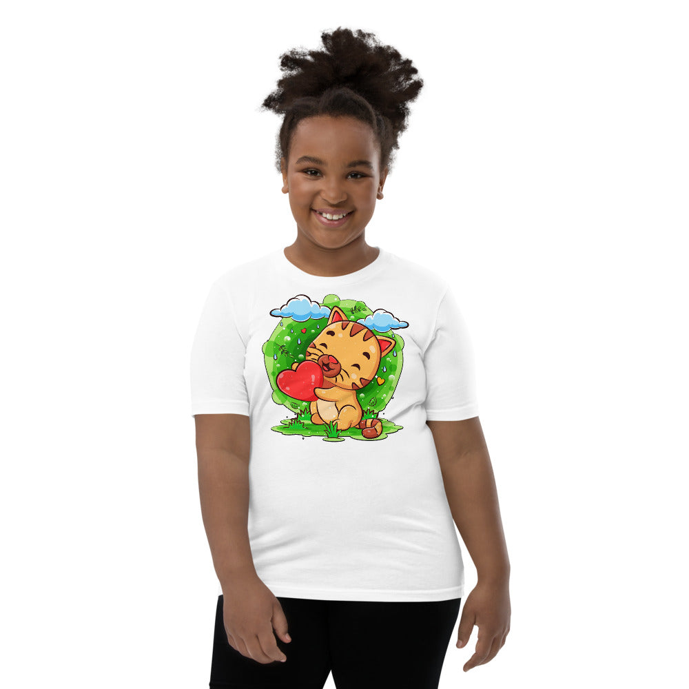 Happy Baby Cat Holding Heart, T-shirts, No. 0528