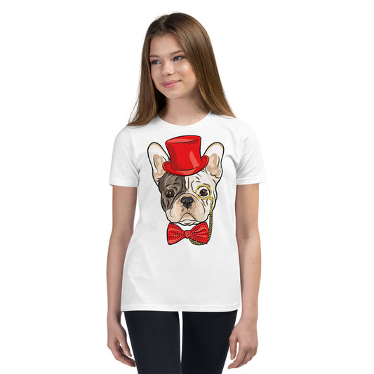 Gentleman French Bulldog Wears Red Hat, T-shirts, No. 0523