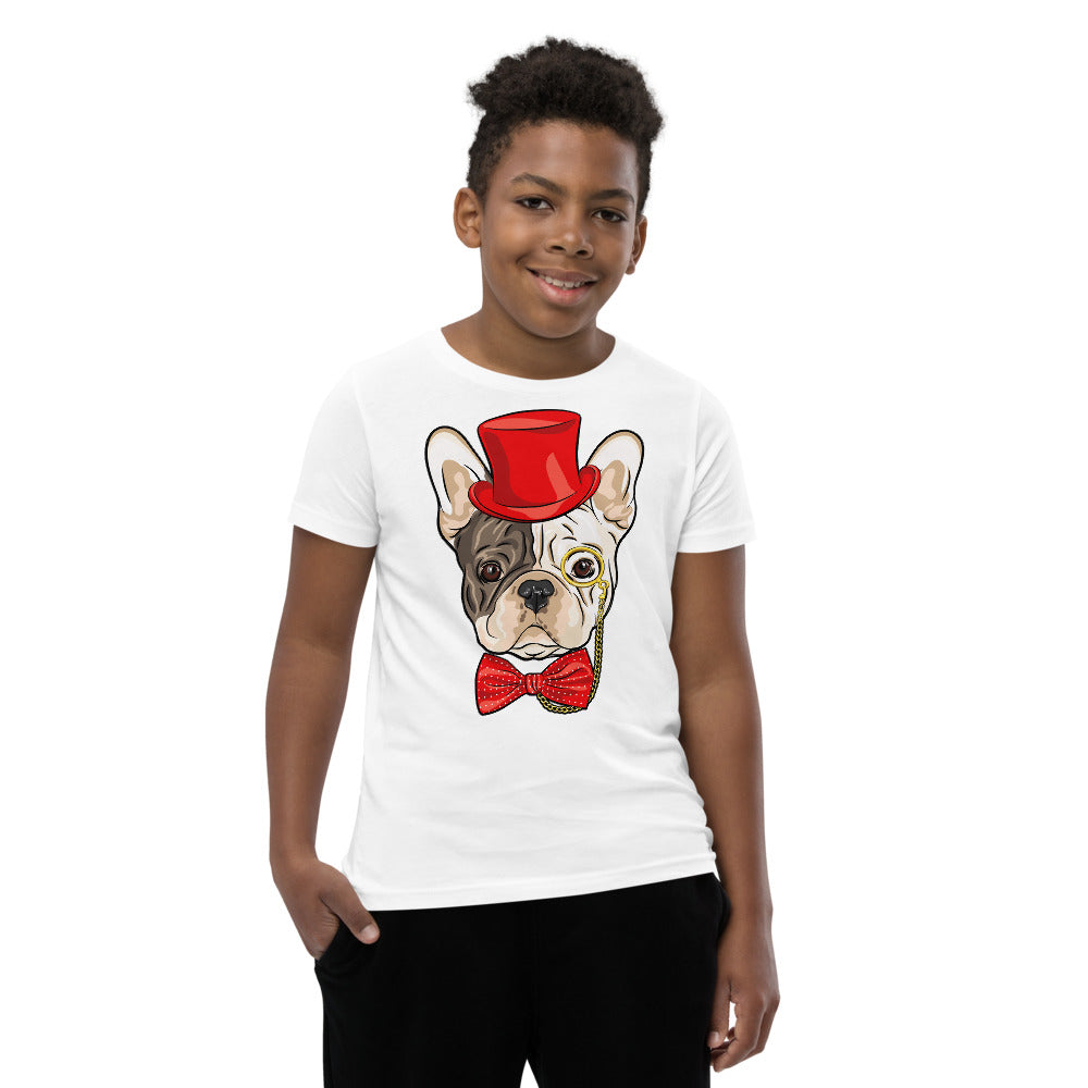 Gentleman French Bulldog Wears Red Hat, T-shirts, No. 0523