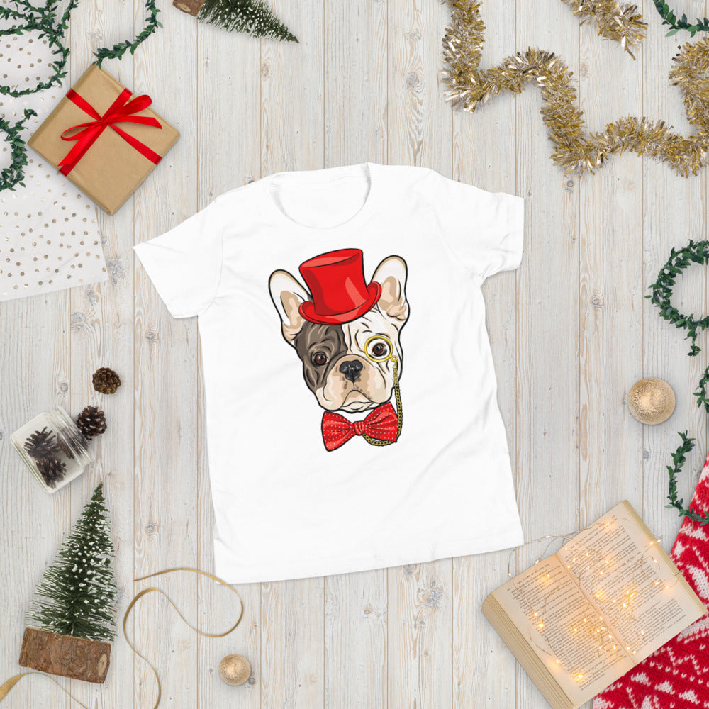 Gentleman French Bulldog Wears Red Hat, T-shirts, No. 0523