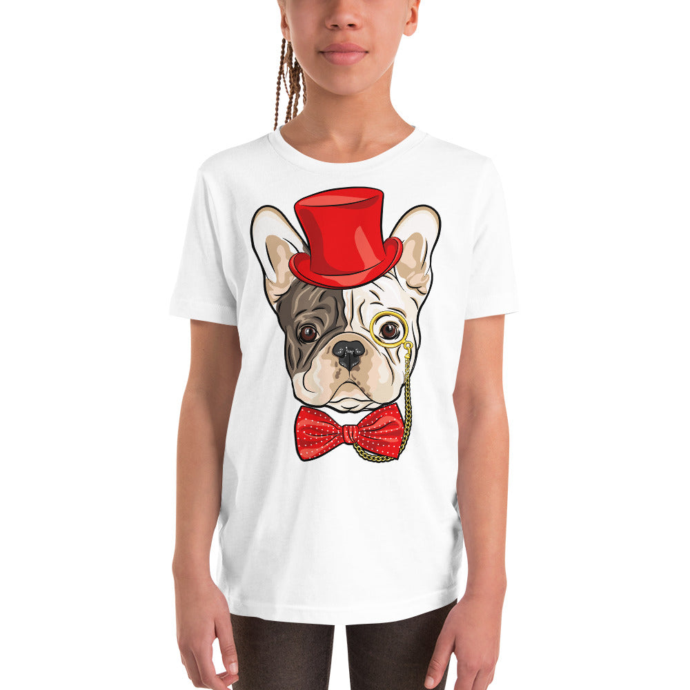 Gentleman French Bulldog Wears Red Hat, T-shirts, No. 0523