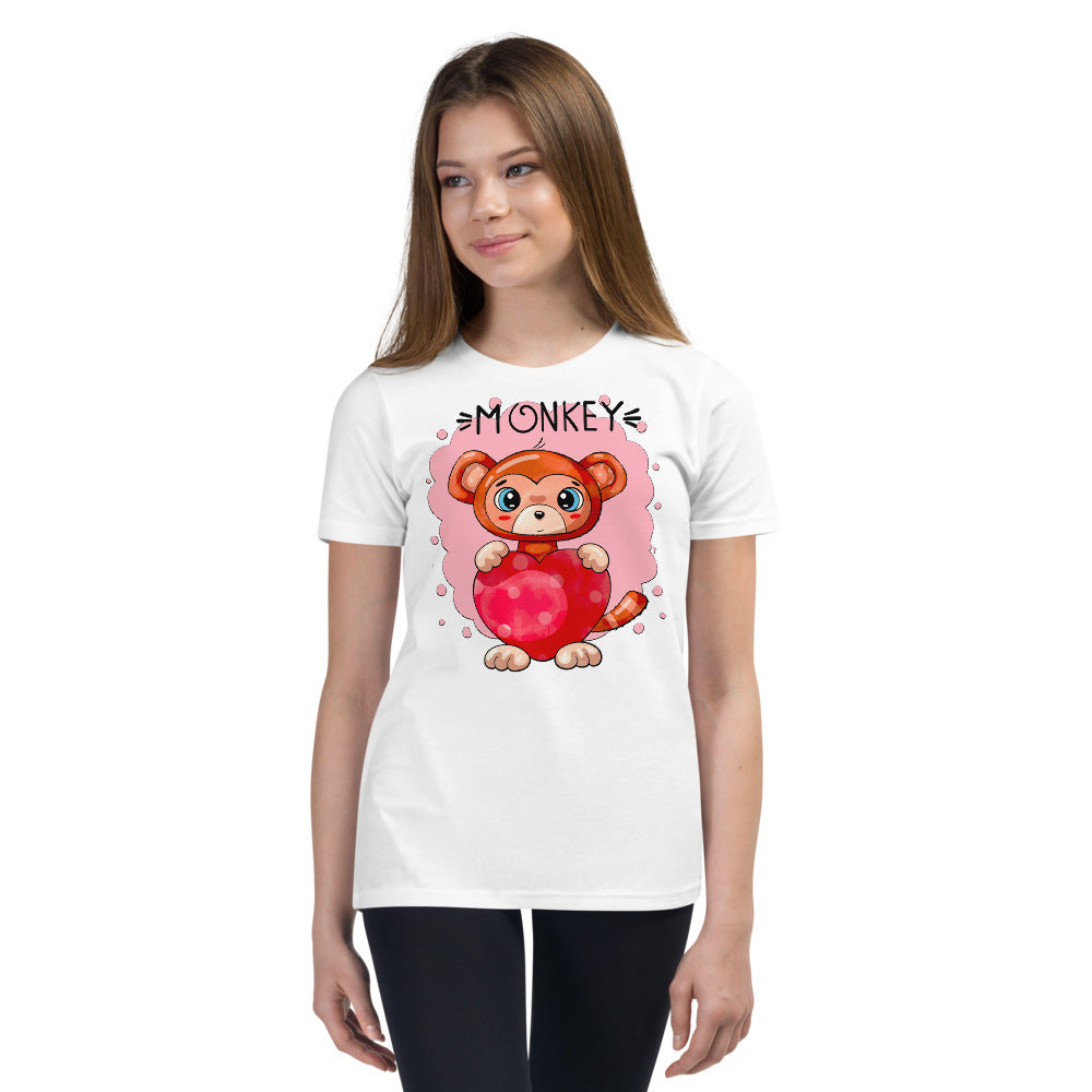 Funny Monkey with Heart, T-shirts, No. 0433