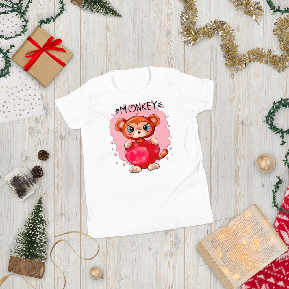 Funny Monkey with Heart, T-shirts, No. 0433