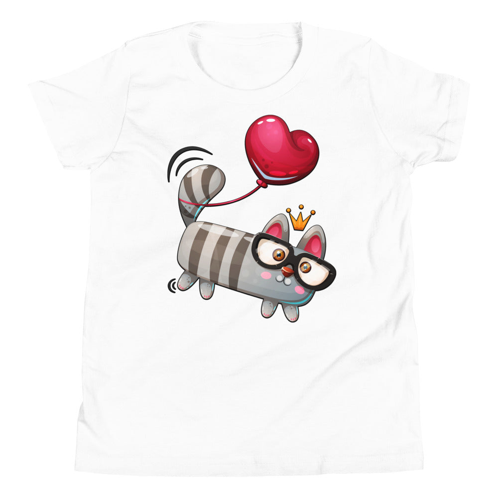 Funny Kitty Cat with Red Heart, T-shirts, No. 0426