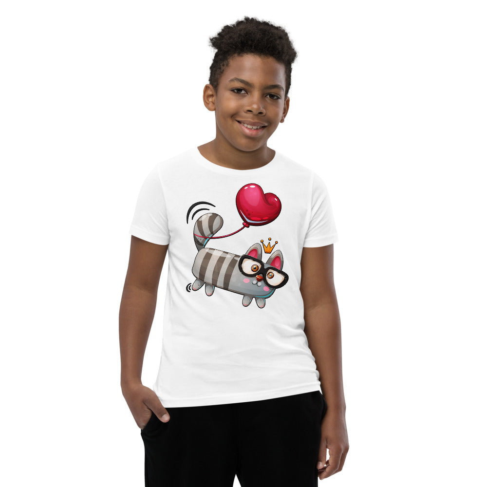 Funny Kitty Cat with Red Heart, T-shirts, No. 0426