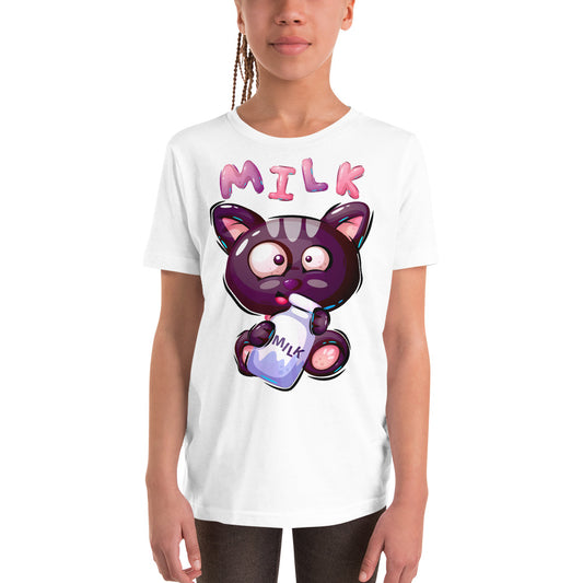 Funny Kitty Cat Drinking Milk, T-shirts, No. 0422