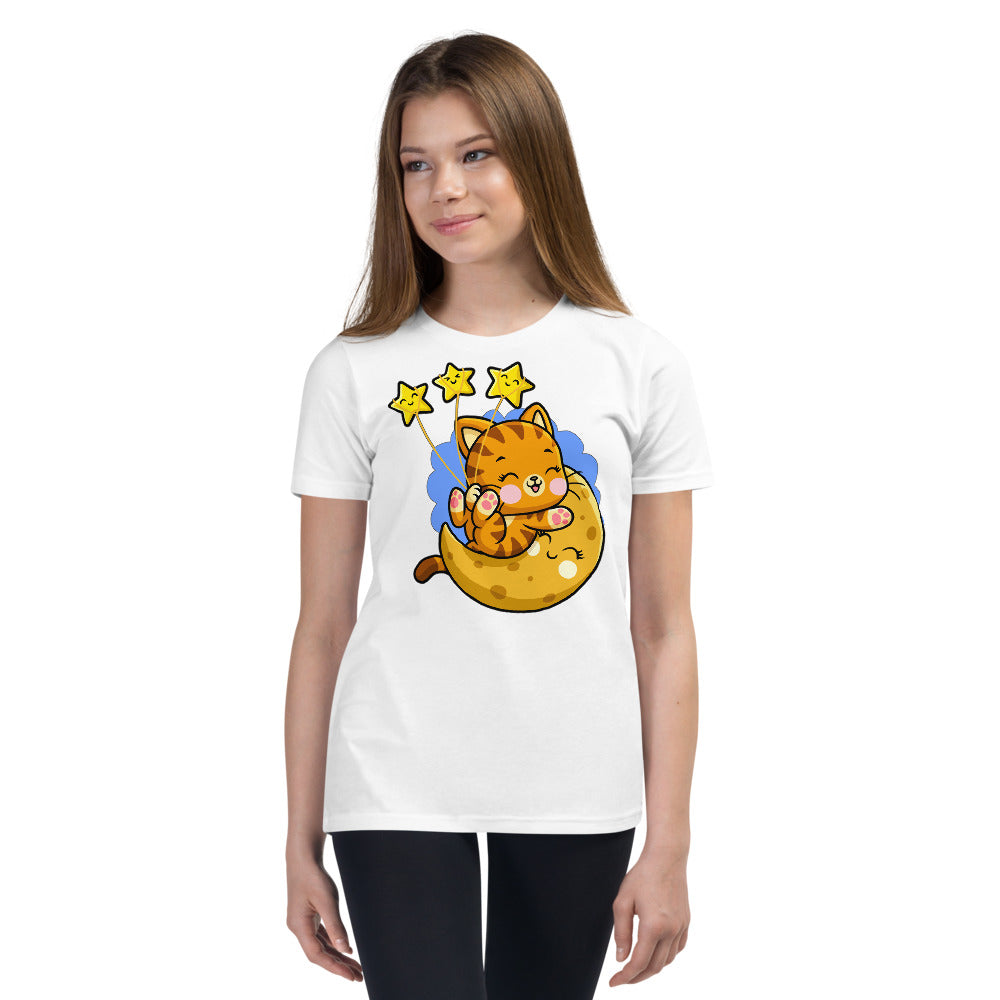 Funny Cat Playing on the Moon, T-shirts, No. 0401