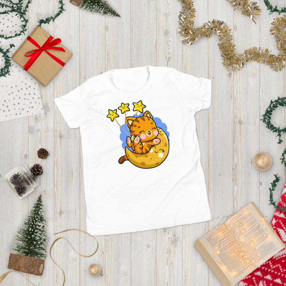 Funny Cat Playing on the Moon, T-shirts, No. 0401