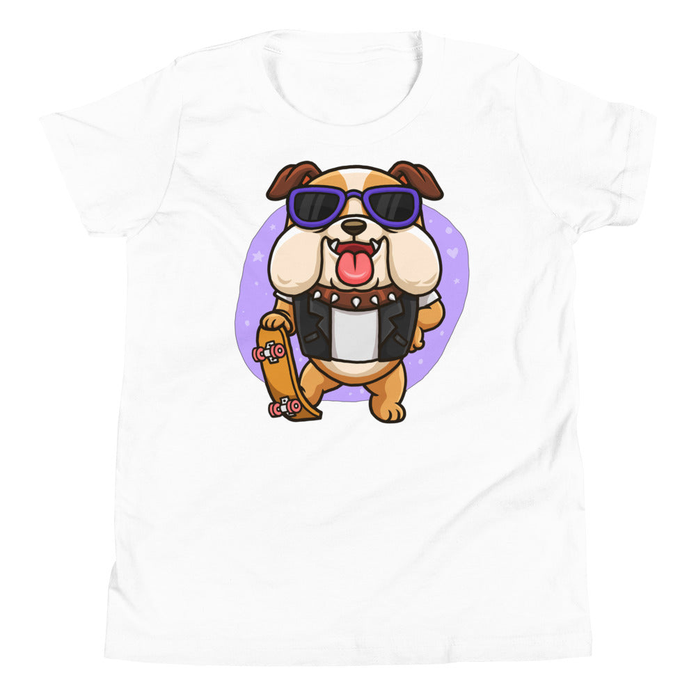 Funny Bulldog Dog with Skateboard, T-shirts, No. 0573