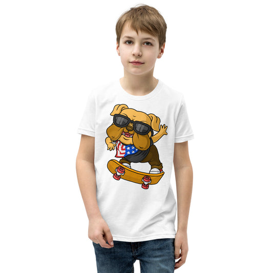 Funny Bulldog Dog Playing Skateboard, T-shirts, No. 0249