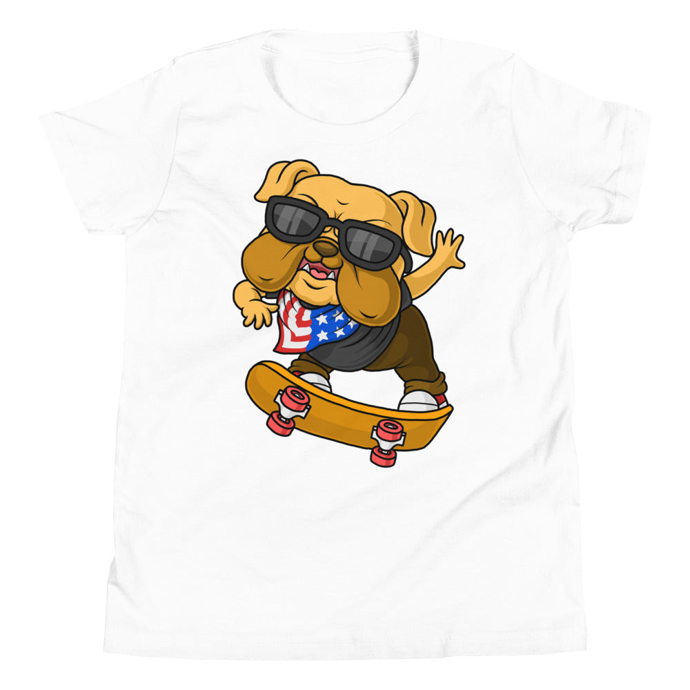 Funny Bulldog Dog Playing Skateboard, T-shirts, No. 0249