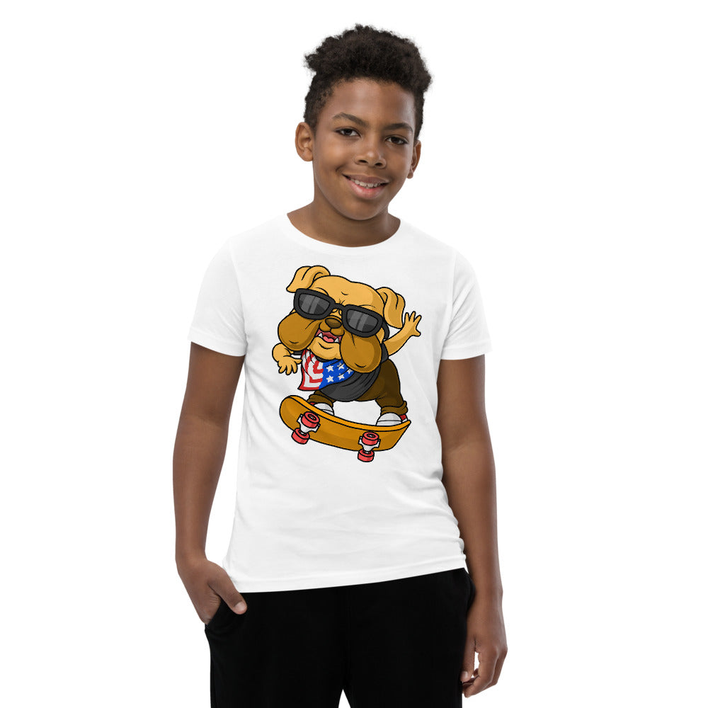 Funny Bulldog Dog Playing Skateboard, T-shirts, No. 0249
