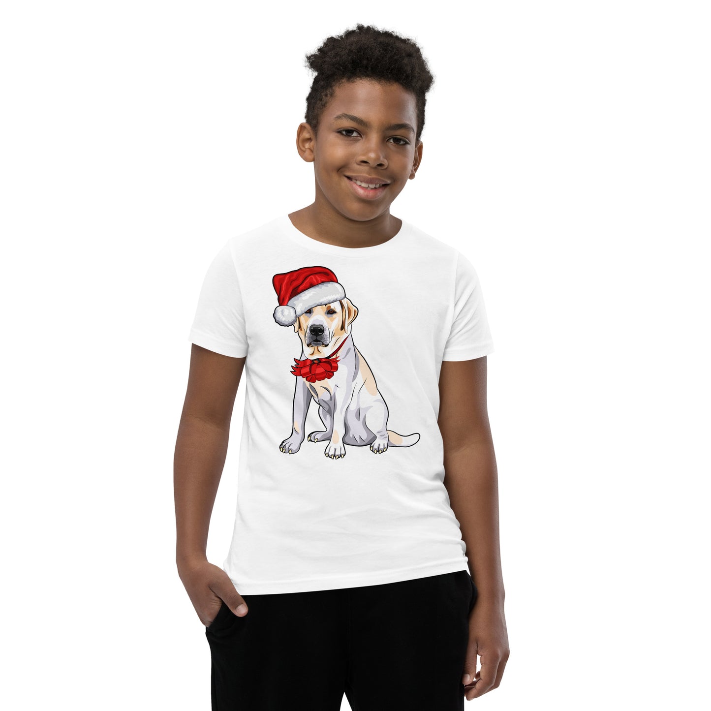 Cool Dog Wearing Santa Claus Hat T-shirt, No. 0062