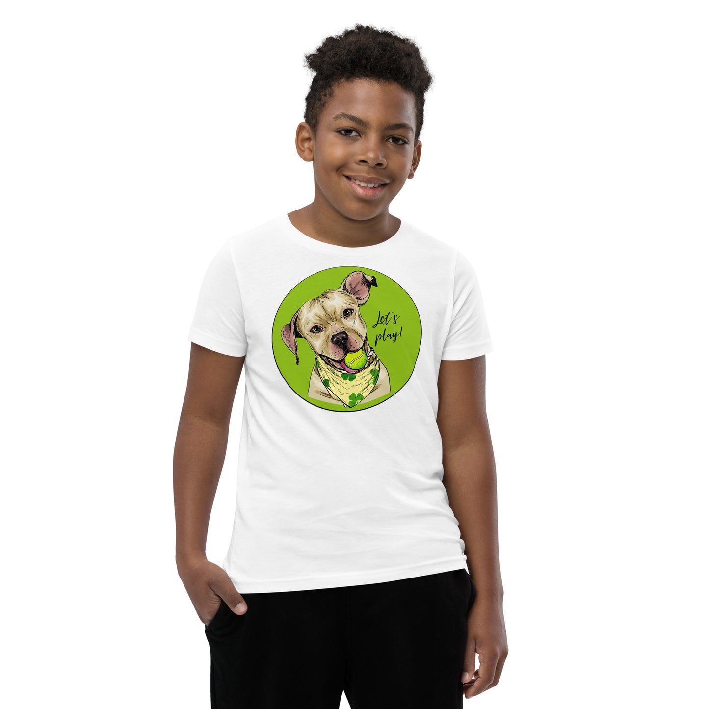 Funny American Pit Bull Terrier Dog with Tennis Ball T-shirt, No. 0558