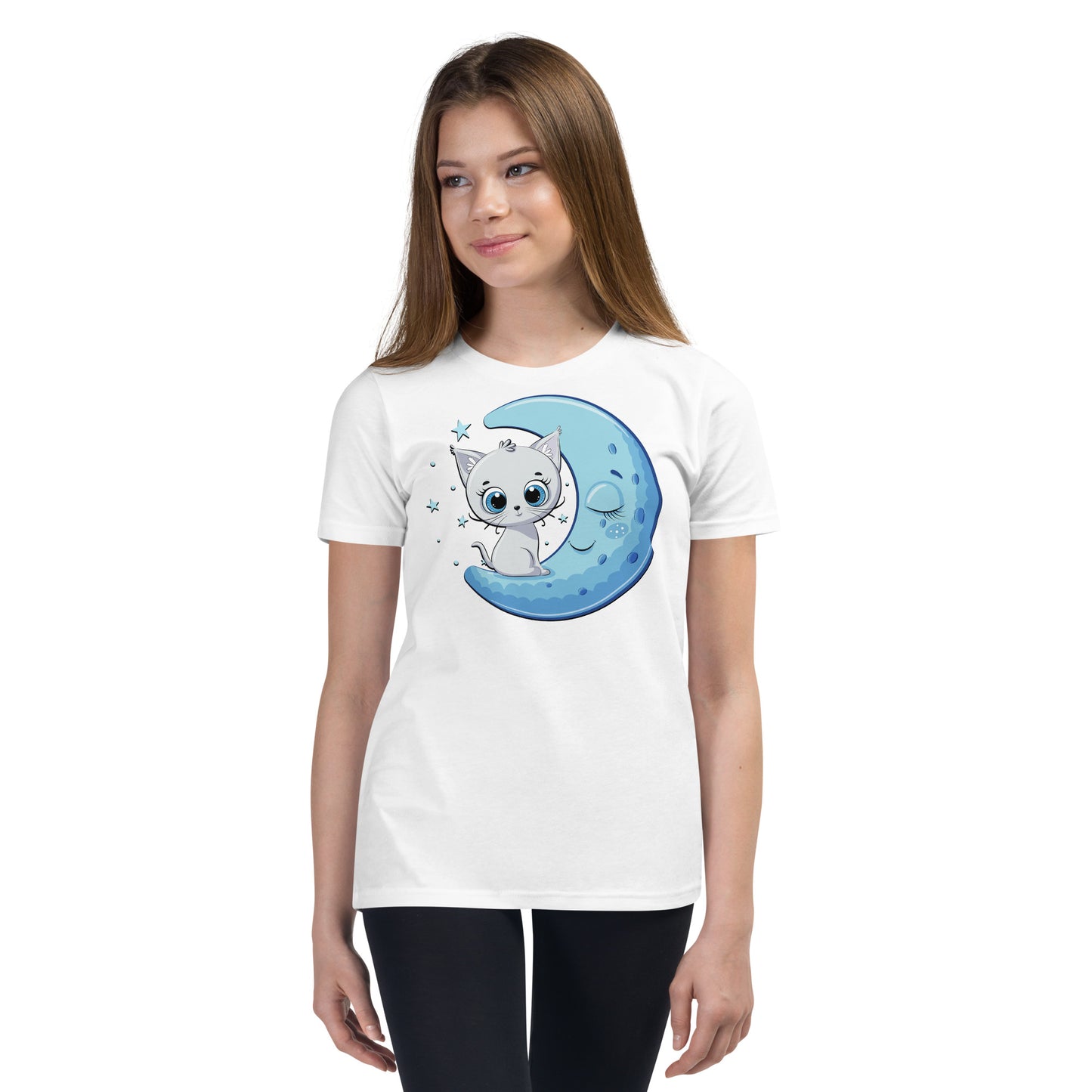 Funny Baby Cat Sitting on Moon T-shirt, No. 0245