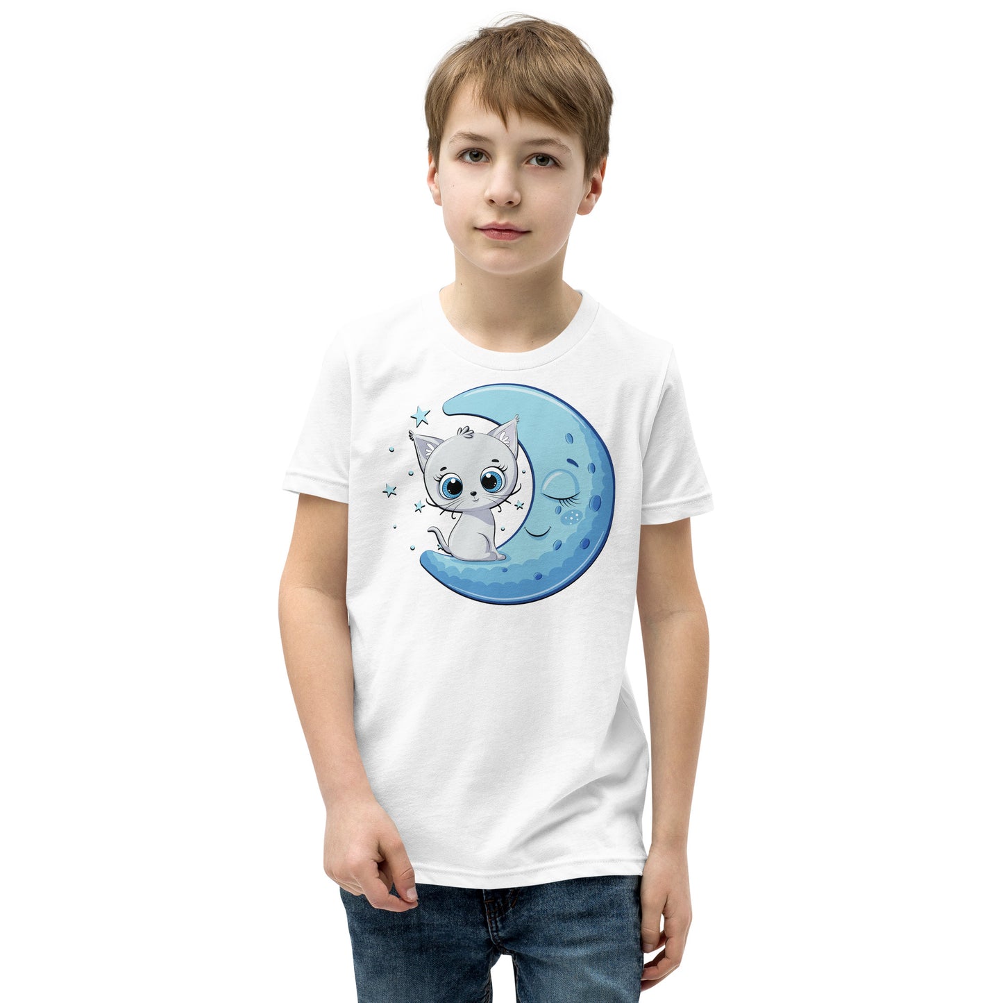 Funny Baby Cat Sitting on Moon T-shirt, No. 0245