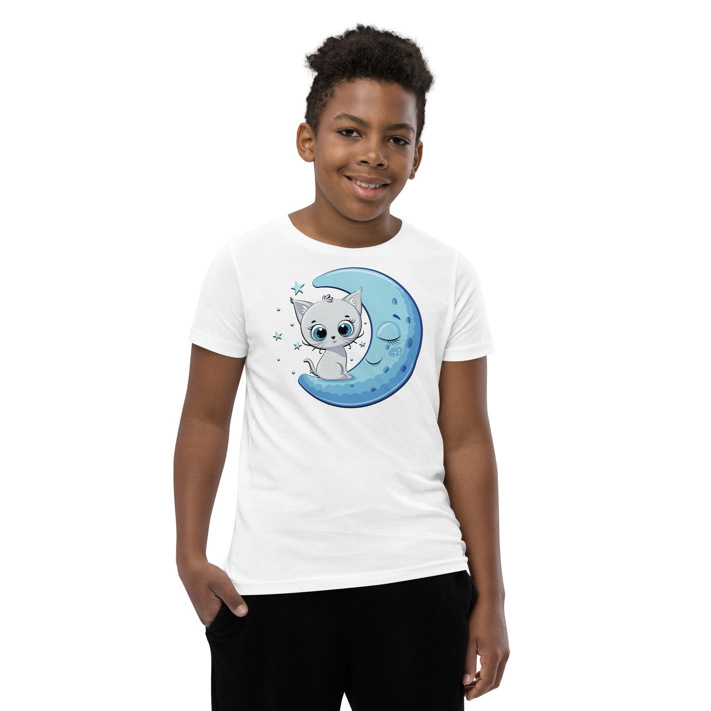 Funny Baby Cat Sitting on Moon T-shirt, No. 0245