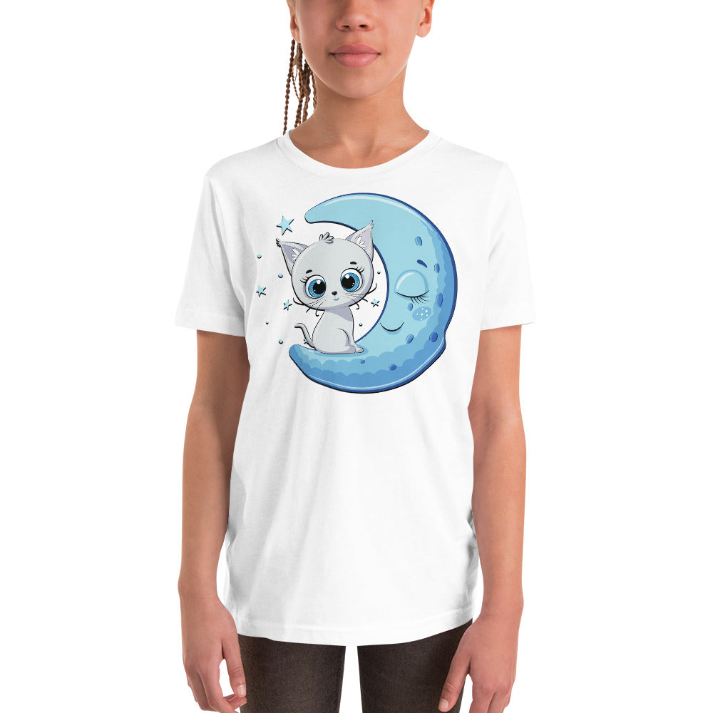 Funny Baby Cat Sitting on Moon T-shirt, No. 0245