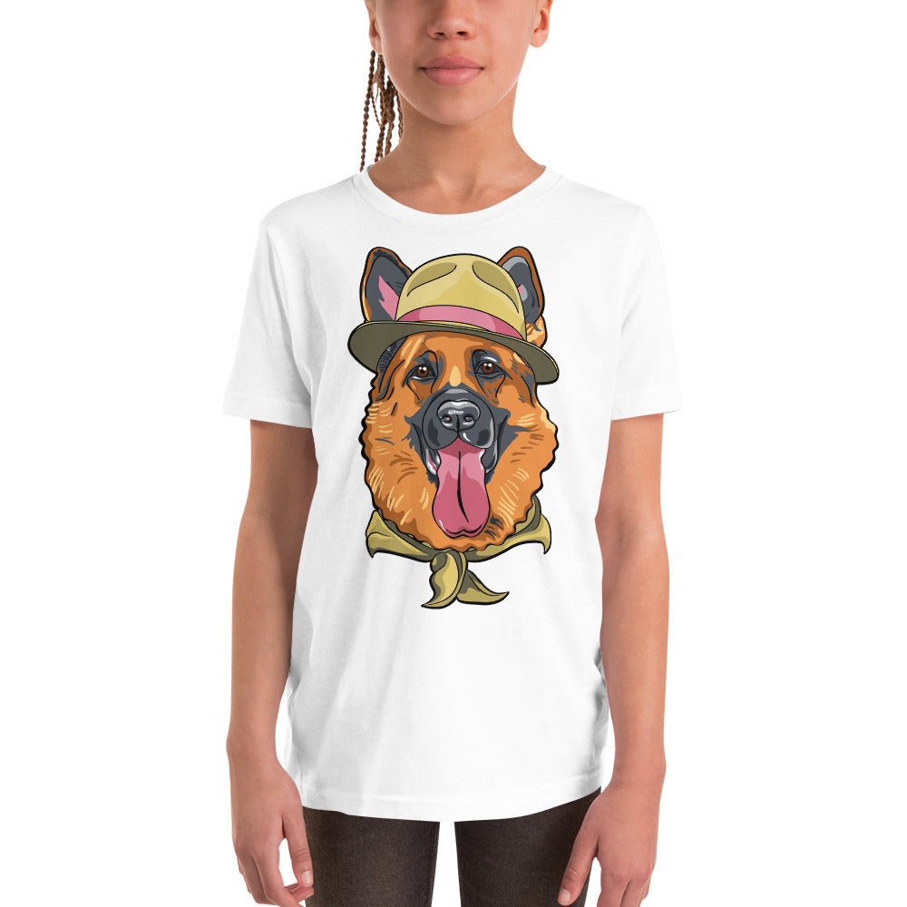 Cute German Shepherd Dog with Hat T-shirt, No. 0202